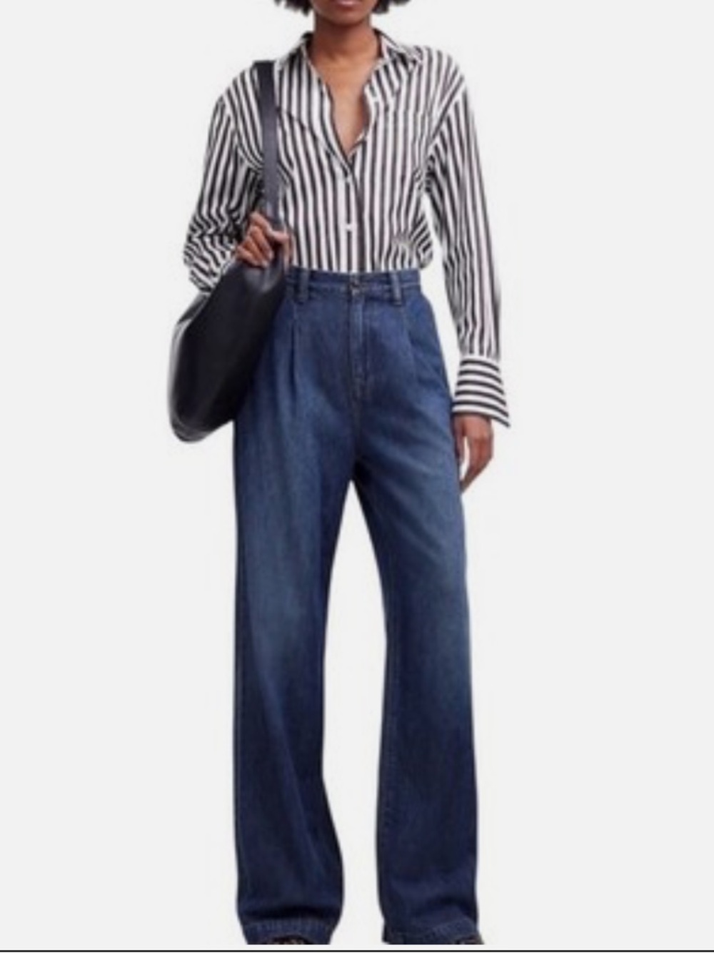 Madewell Womens High Rise Pleated Waist Wide Leg Trouser Jean Size 25 New